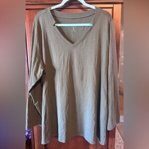 Belle by Kim Gravel Olive Long Sleeve V-Neck Top